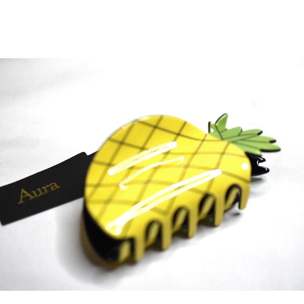 NWT Aura Large 3.5" Yellow Pineapple Fun Funky Hair Clip